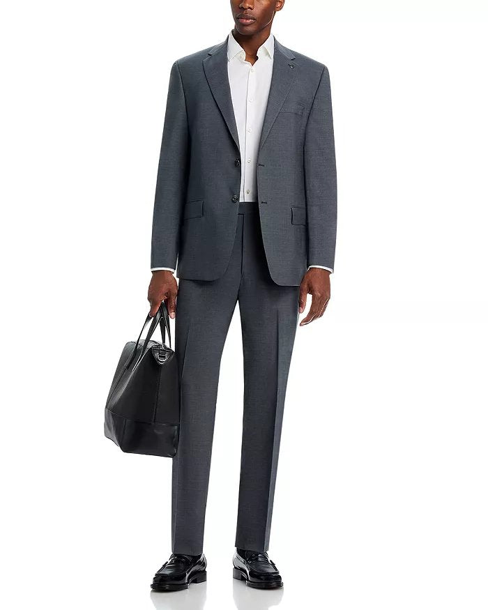Hart Schaffner Marx Mens Wool New York 2 Piece Suit 44 R / 38 Waist Gray Solid