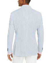Tommy Hilfiger Men's Modern-Fit Stretch Seersucker Blazer Blue White 38