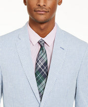 Tommy Hilfiger Men's Modern-Fit Stretch Seersucker Blazer Blue White 38