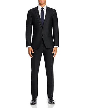 Hugo Boss Mens Slim fit 2 Piece Suit 40 R / 32 Waist Black Solid Stretch