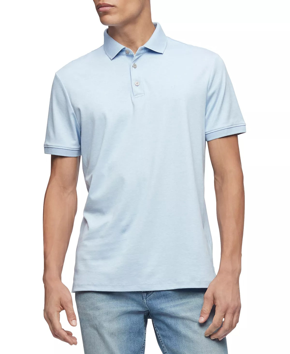 Calvin Klein Mens Liquid Touch Polo Shirt Blue Size Small