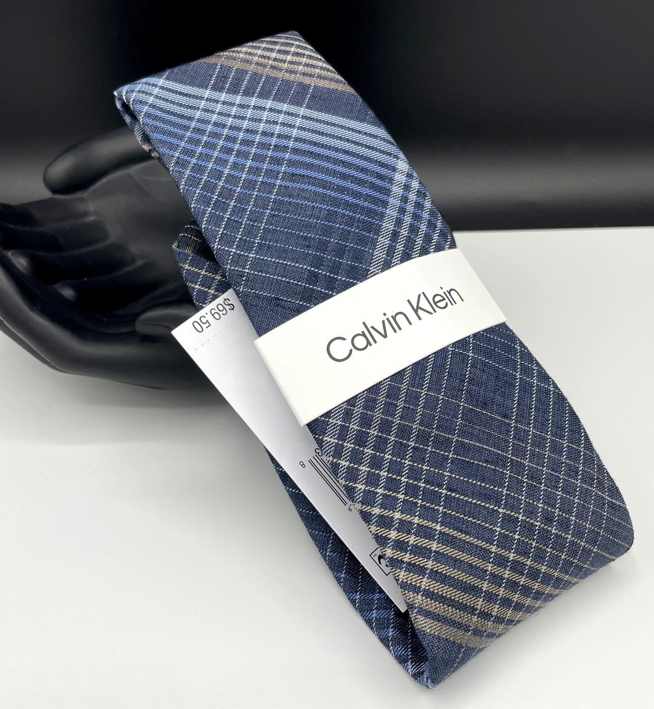 Calvin Klein Mens Kevin Plaid Neck Tie Navy