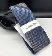 Calvin Klein Mens Kevin Plaid Neck Tie Navy