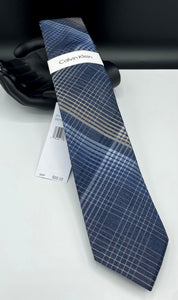 Calvin Klein Mens Kevin Plaid Neck Tie Navy