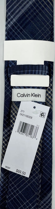 Calvin Klein Mens Kevin Plaid Neck Tie Navy