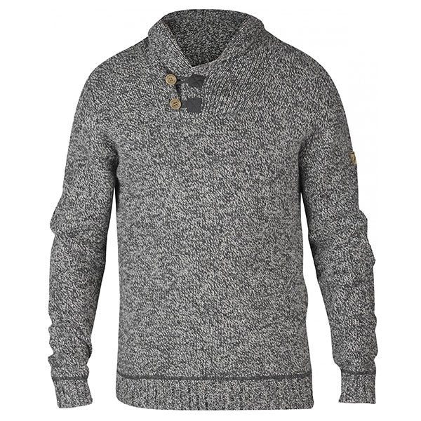 Fjallraven Men's Lada Shawl Neck Sweater XL Grey Wool Blend