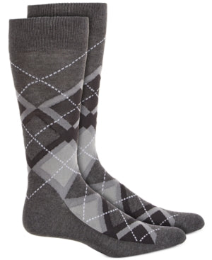 Alfani Mens Argyle Crew Socks Charcoal Grey 7-12