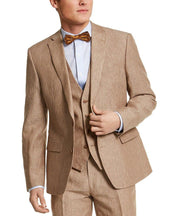 Bar Iii Mens Slim fit Suit Jacket Blazer 40 S Beige Striped Linen