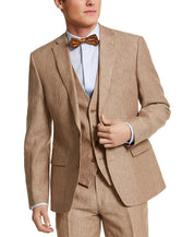 Bar Iii Mens Slim fit Suit Jacket Blazer 40 R Beige Striped