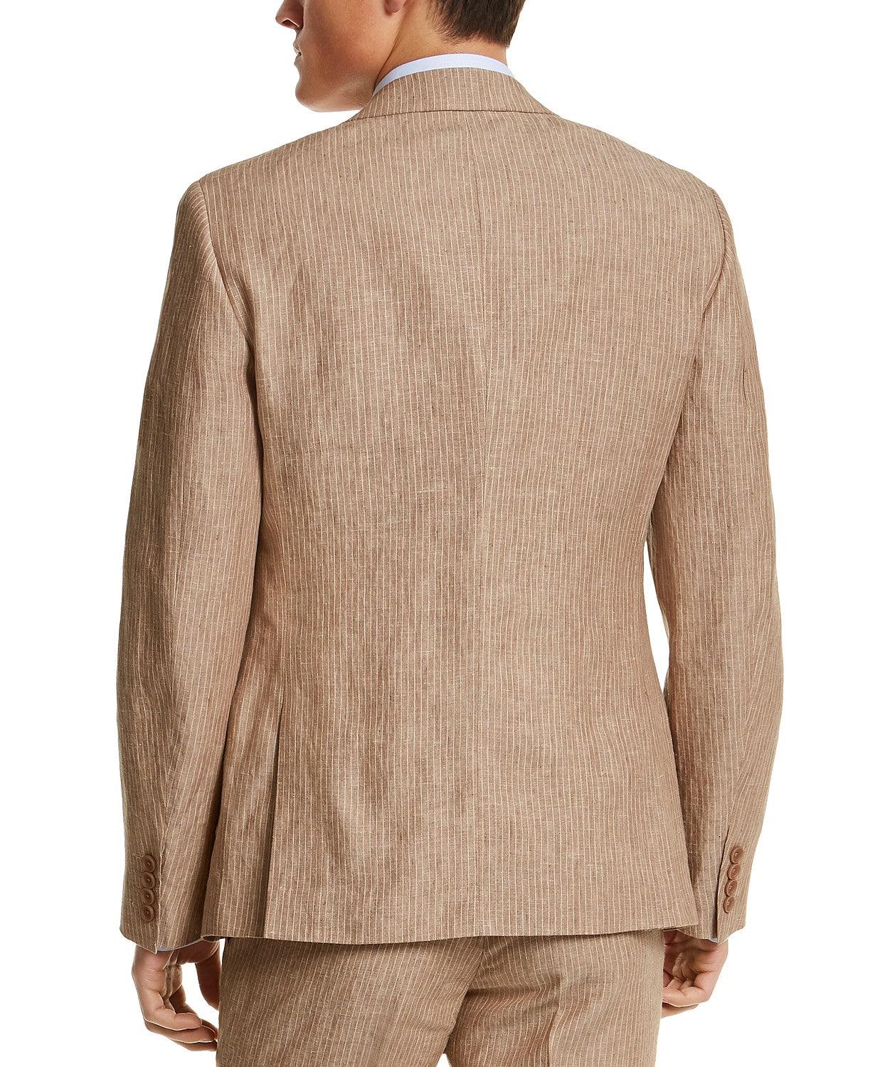 Bar Iii Mens Slim fit Suit Jacket Blazer 44 R Beige Light Brown Striped