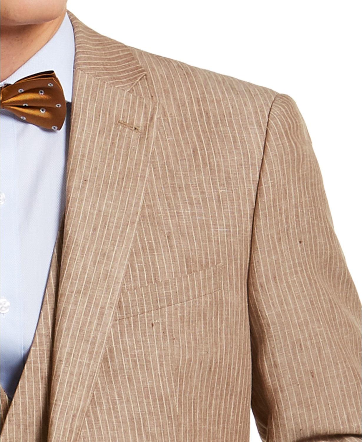 Bar Iii Mens Slim fit Suit Jacket Blazer 44 R Beige Light Brown Striped