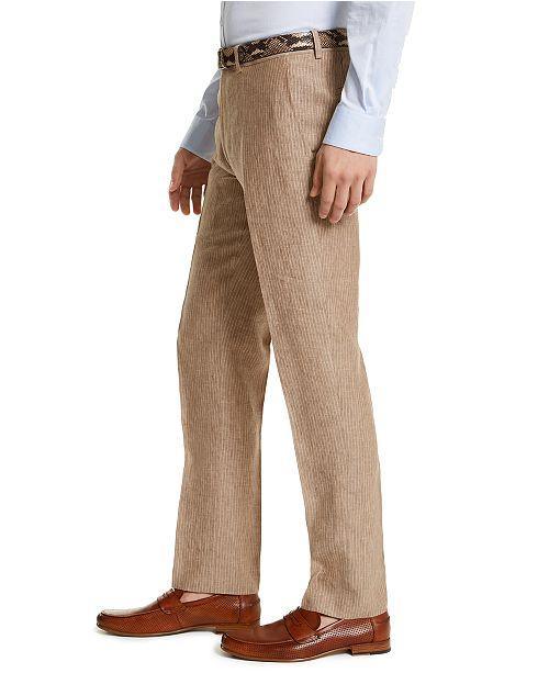 Bar Iii Mens Slim fit Suit Jacket Blazer 40 S Beige Striped Linen