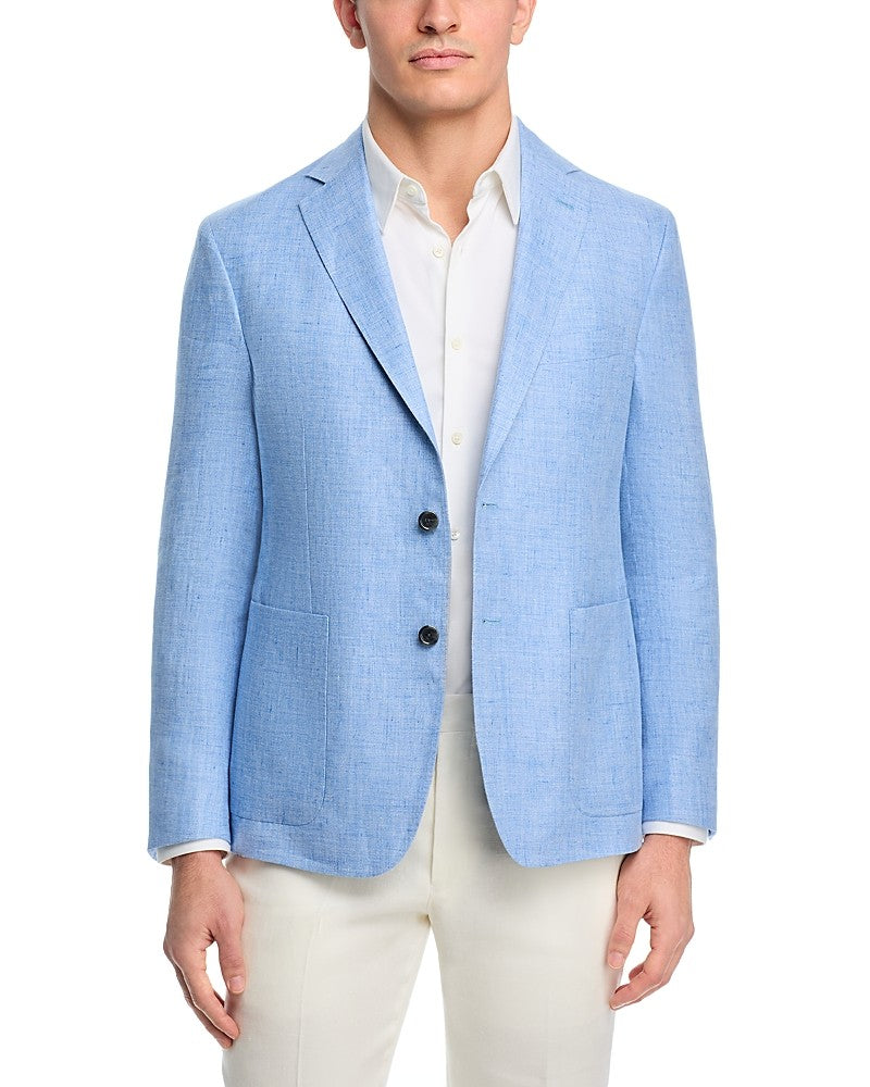 The Men's Store Mens Regular fit Sport Coat Blazer 46 R Light Blue Linen Stretch