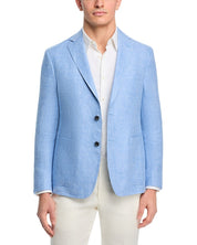 The Men's Store Mens Regular fit Sport Coat Blazer 46 R Light Blue Linen Stretch