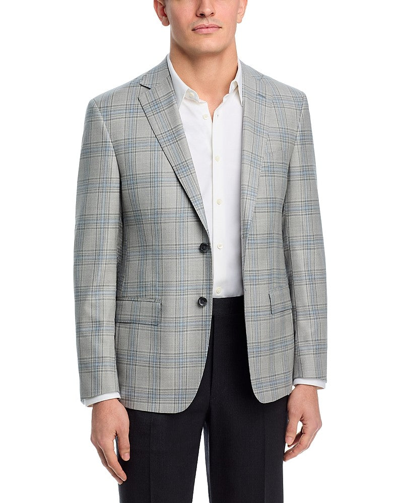 The Men's Store at Bloomingdale's Plaid Regular Fit Sport Coat Blazer 40 R Grey plaid