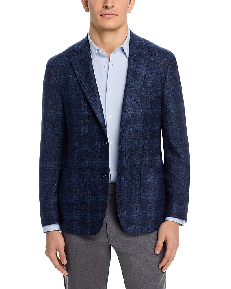 Vince Mens Slim fit Wool Sport Coat Blazer 44 R Blue Plaid