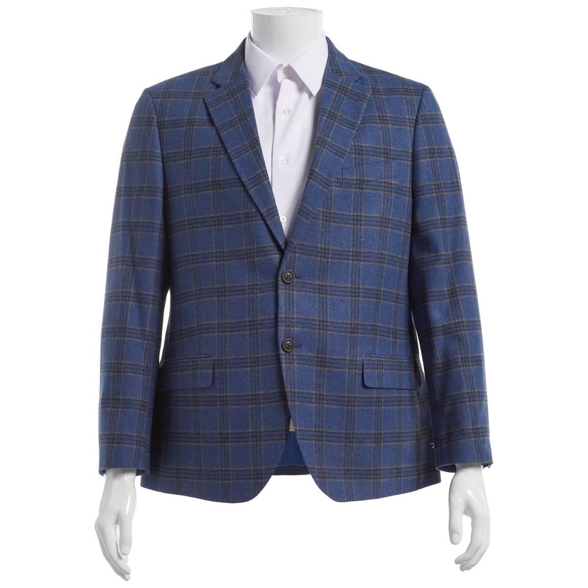 Nautica Mens Modern fit Wool Sport Coat Blazer 46 R Blue Plaid