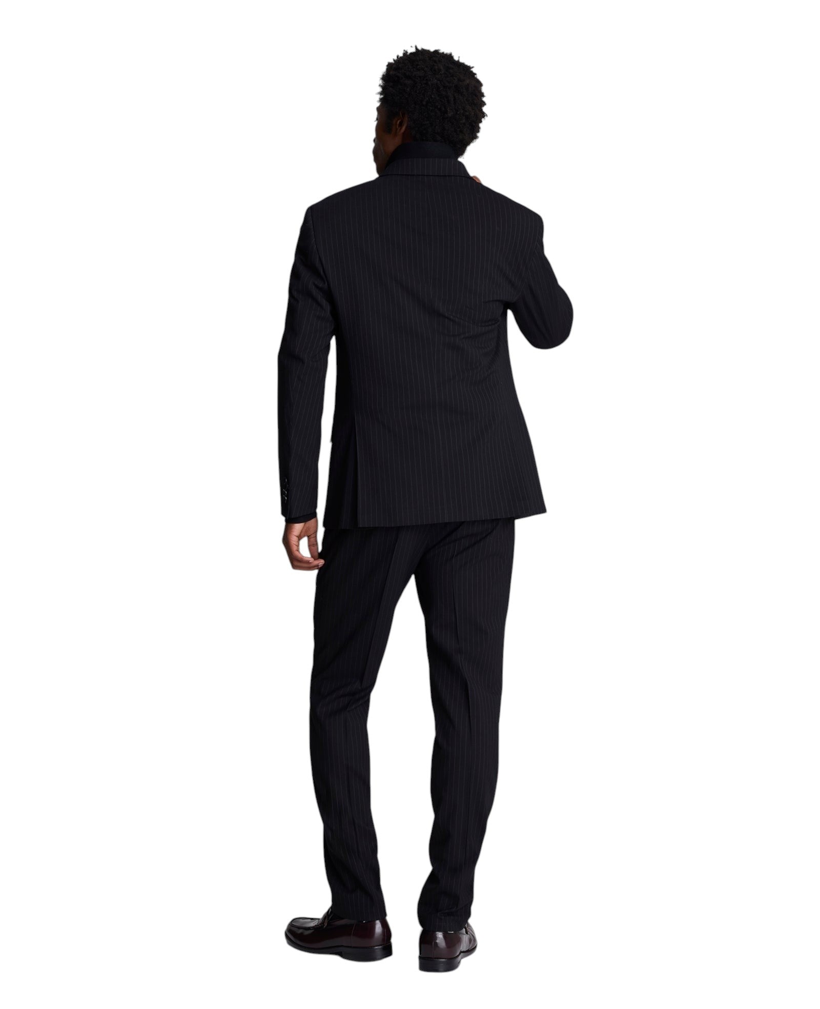 Kenneth Cole Mens Slim Double Breasted 2 Piece Suit 36 S Waist 29 Black Striped