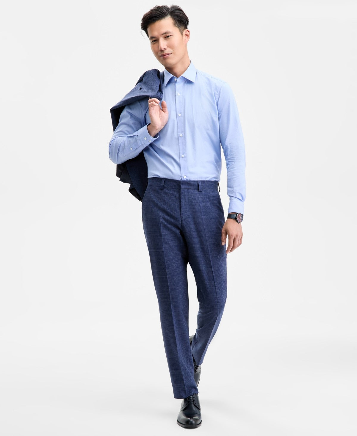 Hugo Boss Mens Modern fit Wool Dress Pants 40 / 32 Blue Plaid
