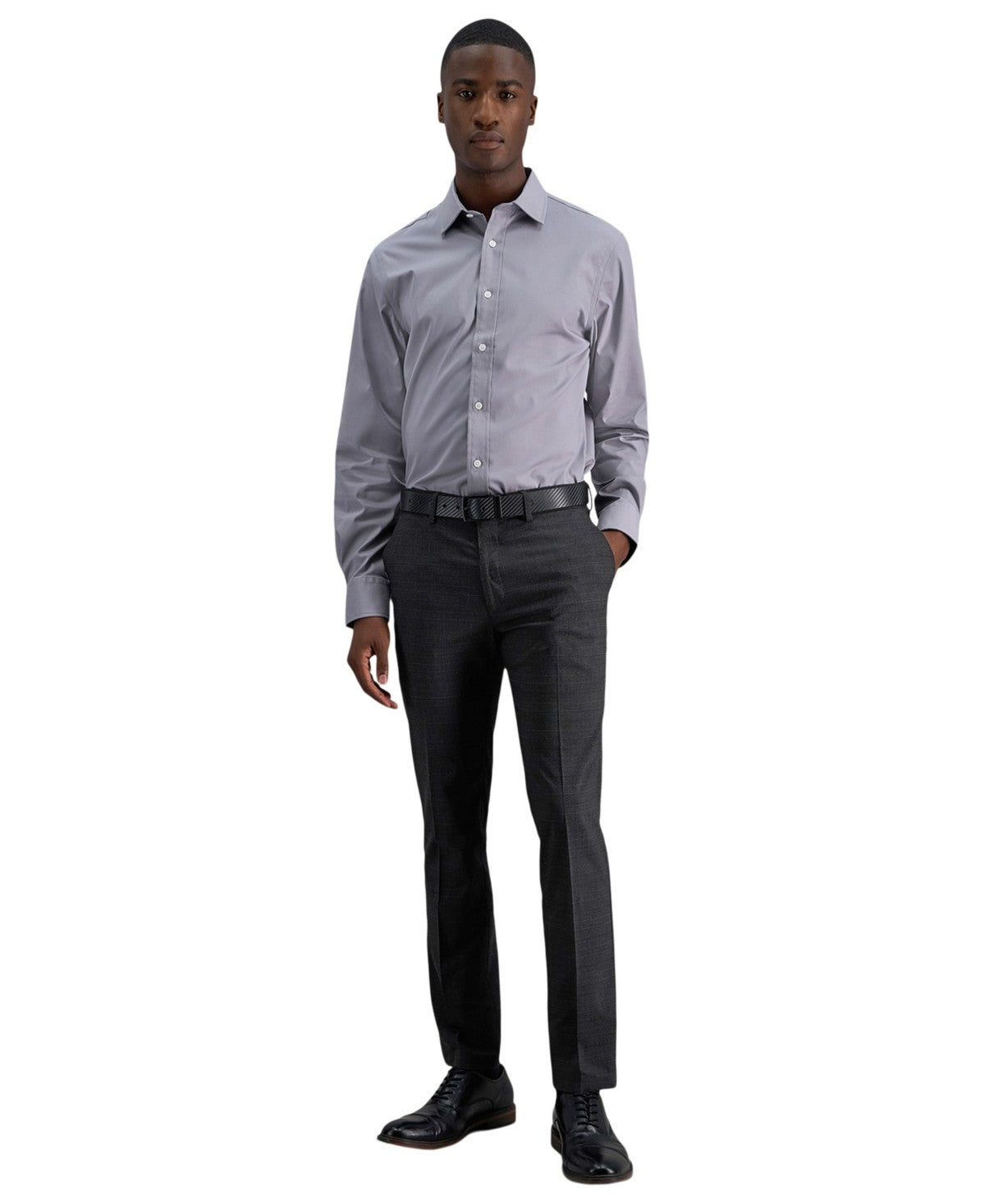Kenneth Cole Reaction Mens Slim fit Dress Pants 38 / 32 Charcoal Grey Plaid