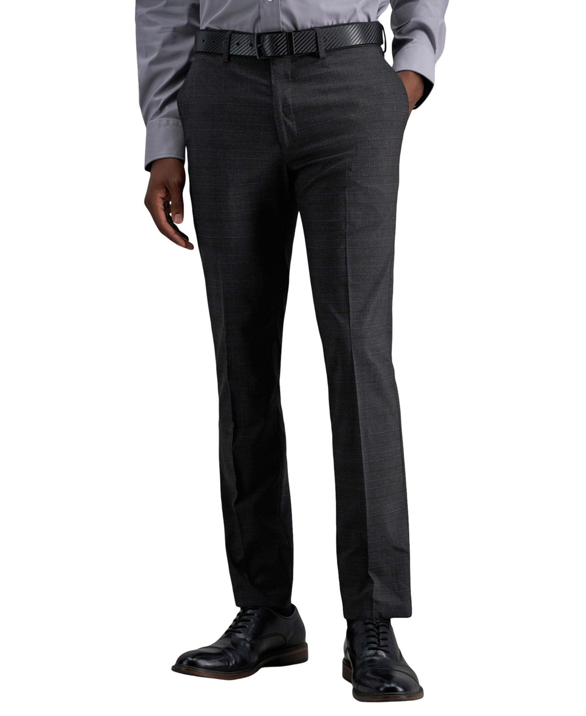 Kenneth Cole Reaction Mens Slim fit Dress Pants 38 / 32 Charcoal Grey Plaid