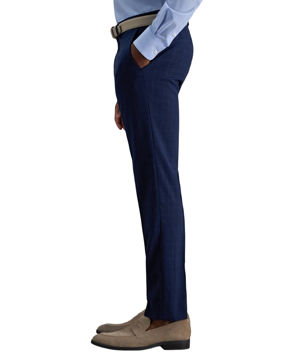Kenneth Cole Mens Slim fit Dress Pants 31 / 30 Navy Blue Plaid