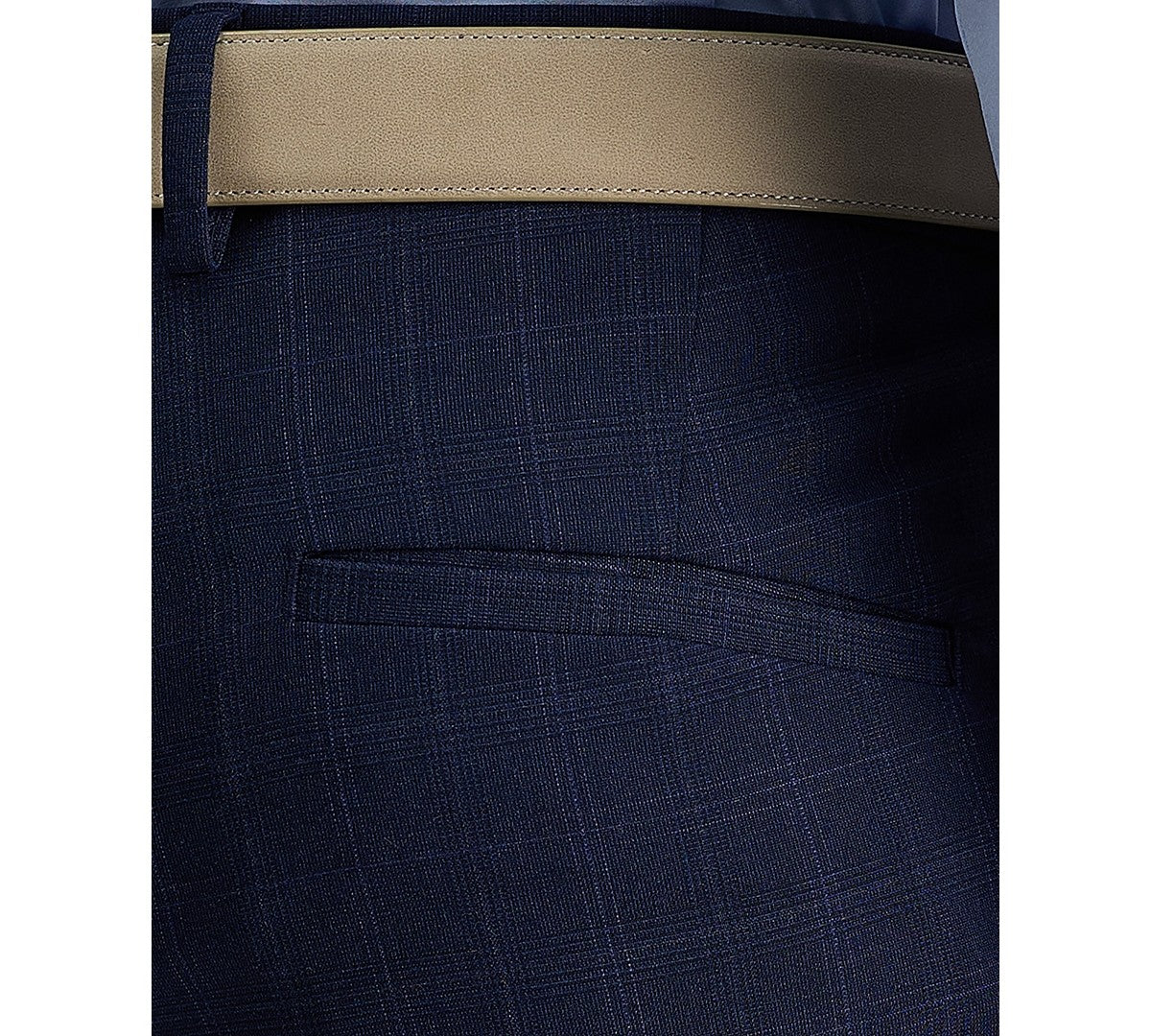 Kenneth Cole Mens Slim fit Dress Pants 31 / 30 Navy Blue Plaid