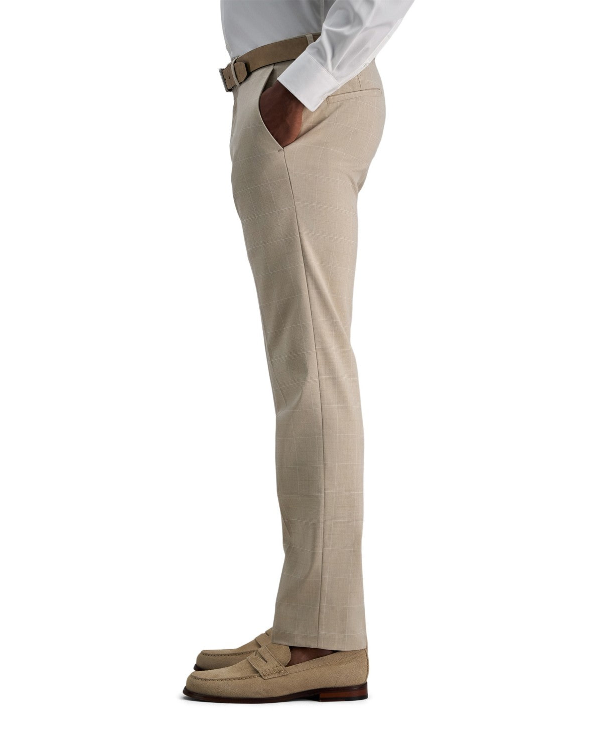 Kenneth Cole Mens Slim fit Dress Pants 33 / 30 Beige Tan Plaid