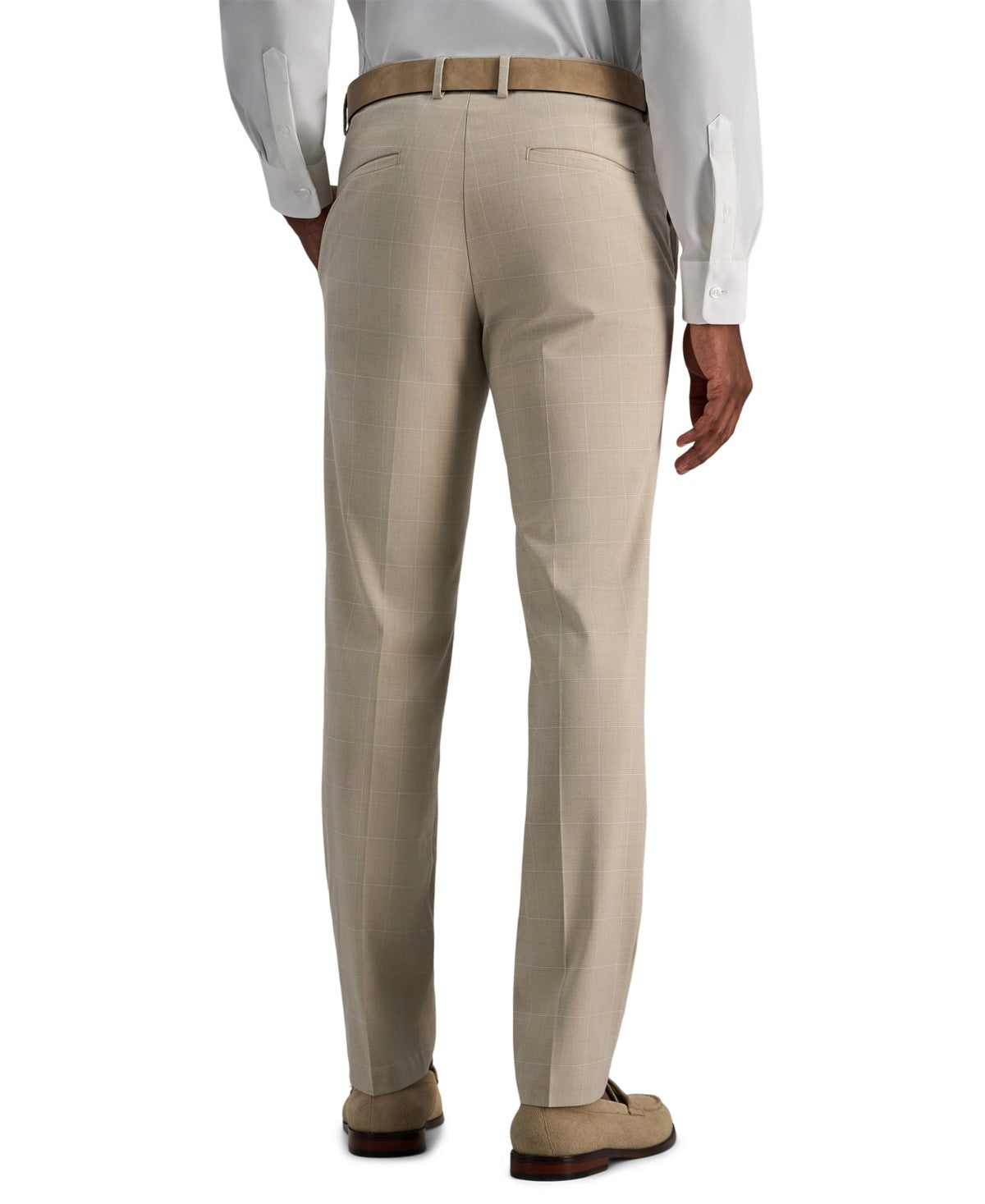 Kenneth Cole Mens Slim fit Dress Pants 33 / 30 Beige Tan Plaid