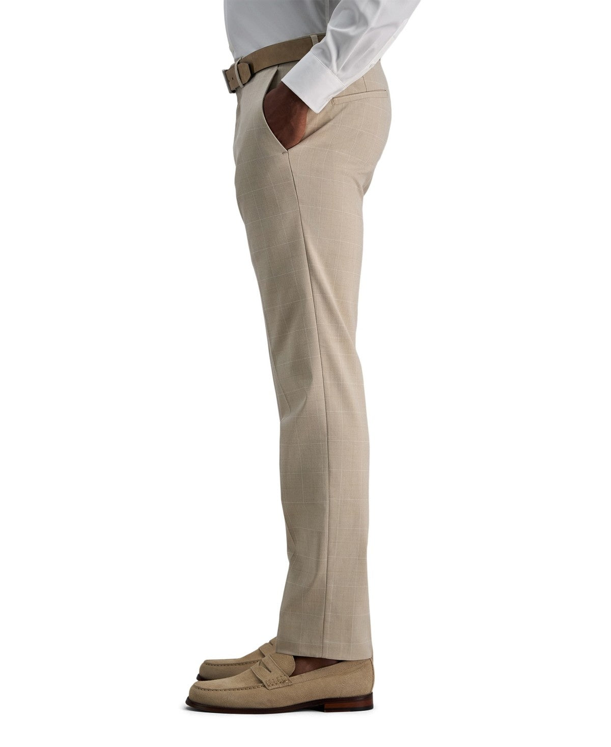 Kenneth Cole Mens Slim fit Dress Pants 34 / 29 Beige Tan Plaid