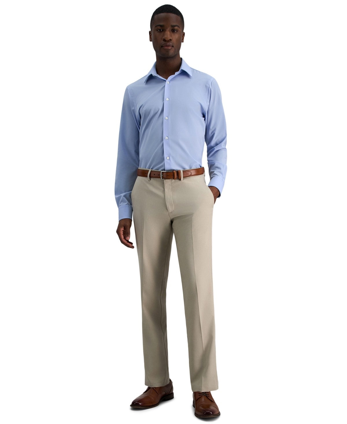 Kenneth Cole Mens Modern fit Dress Pants 33 / 30 String Beige Check