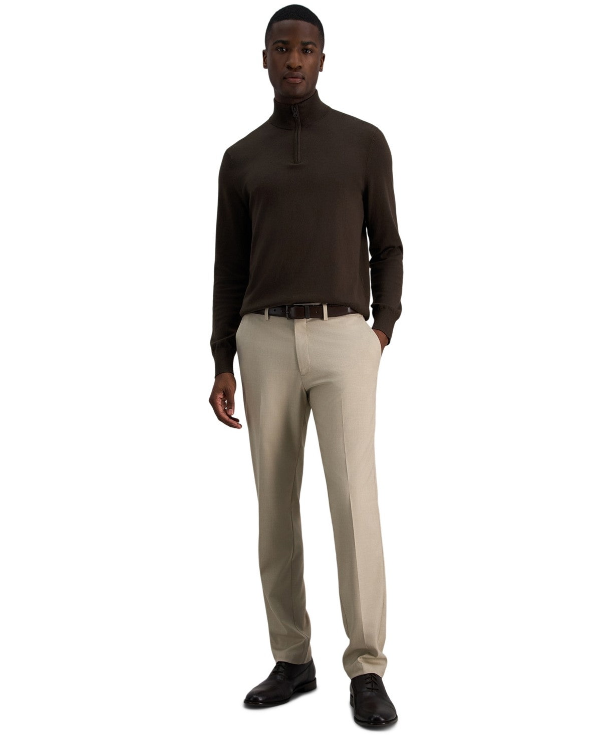 Kenneth Cole Reaction Mens Slim fit Dress Pants 36 / 30 Stone Beige Solid