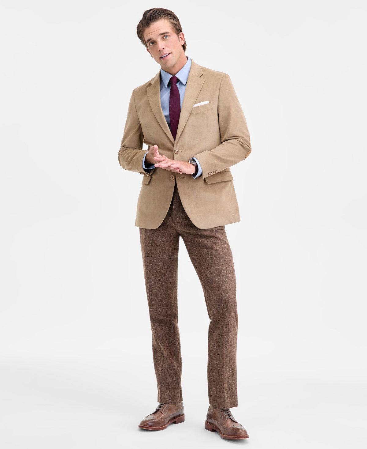 Nautica Mens Modern fit Cotton Corduroy Sport Coat Blazer 40 L Beige Tan Solid