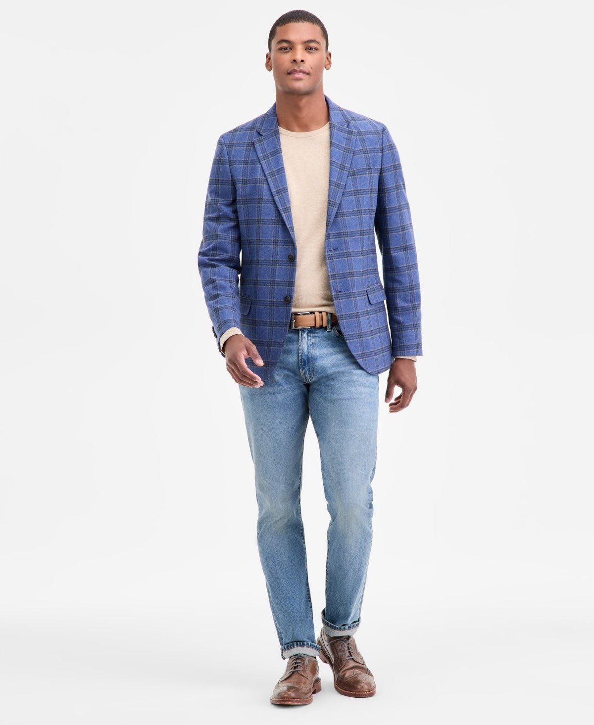 Nautica Mens Modern fit Sport Coat Blazer 38 R Blue Plaid