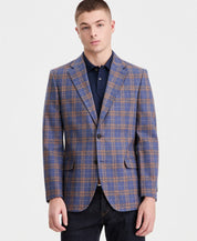 Nautica Mens Modern Linen Cotton Sport Coat Blazer 50 R Blue Brown Windowpane