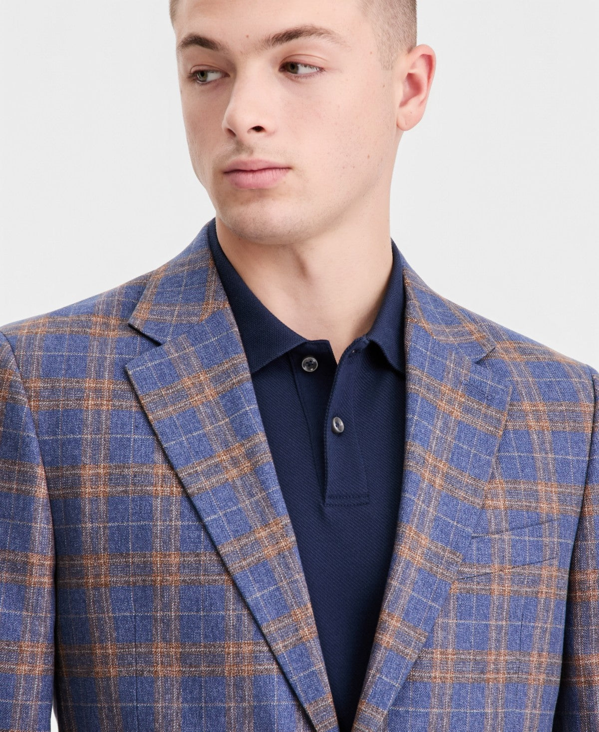 Nautica Mens Modern Linen Cotton Sport Coat Blazer 50 R Blue Brown Windowpane