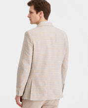 Nautica Mens Modern fit Linen Cotton Sport Coat Blazer 42 R Tan Blue Plaid