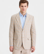 Nautica Mens Modern fit  Linen  Cotton Sport Coat Blazer 44 S Brown Plaid