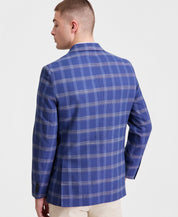 Nautica Mens Modern fit Linen Cotton Sport Coat Blazer 40 R Blue Plaid