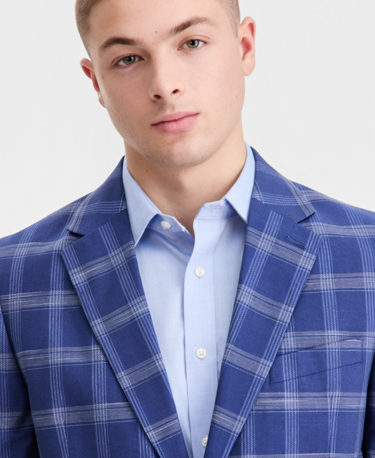 Nautica Mens Modern fit Linen Cotton Sport Coat Blazer 40 R Blue Plaid