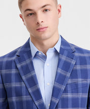 Nautica Mens Modern fit Linen Cotton Sport Coat Blazer 40 R Blue Plaid