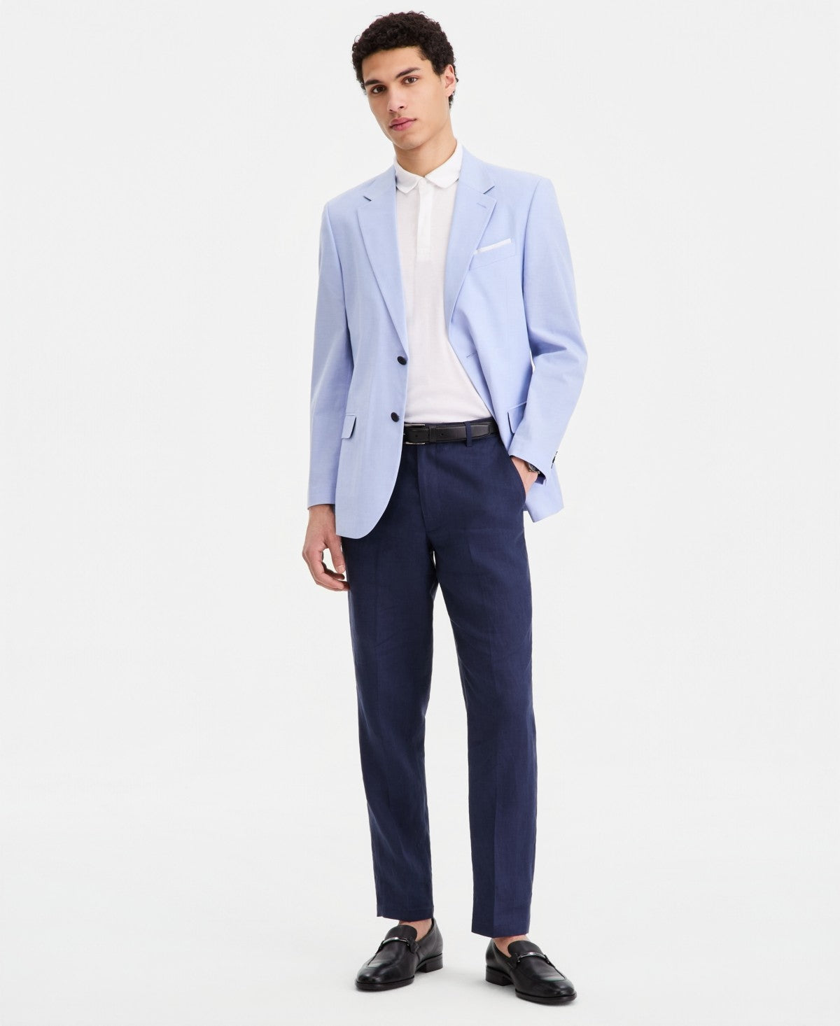 Nautica Mens Modern fit Sport Coat Blazer 46 R Blue Solid Stretch