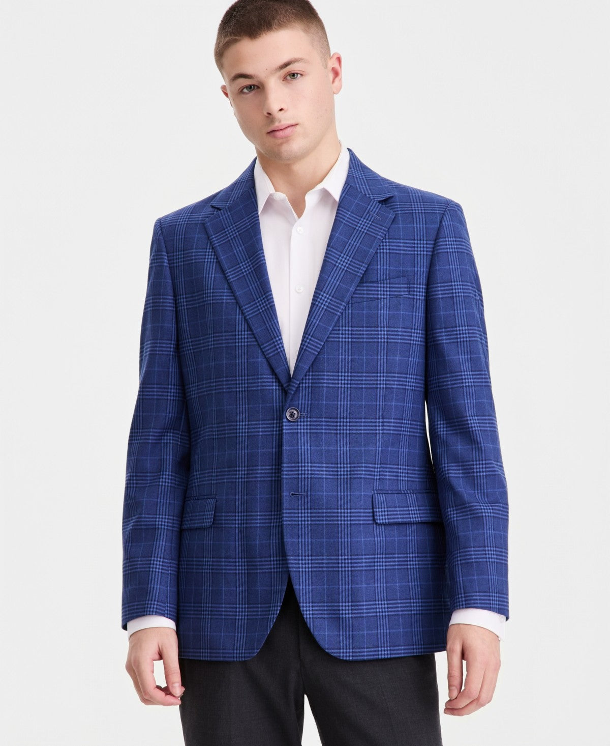 Nautica Mens Modern fit Sport Coat Blazer 44 L Blue Plaid