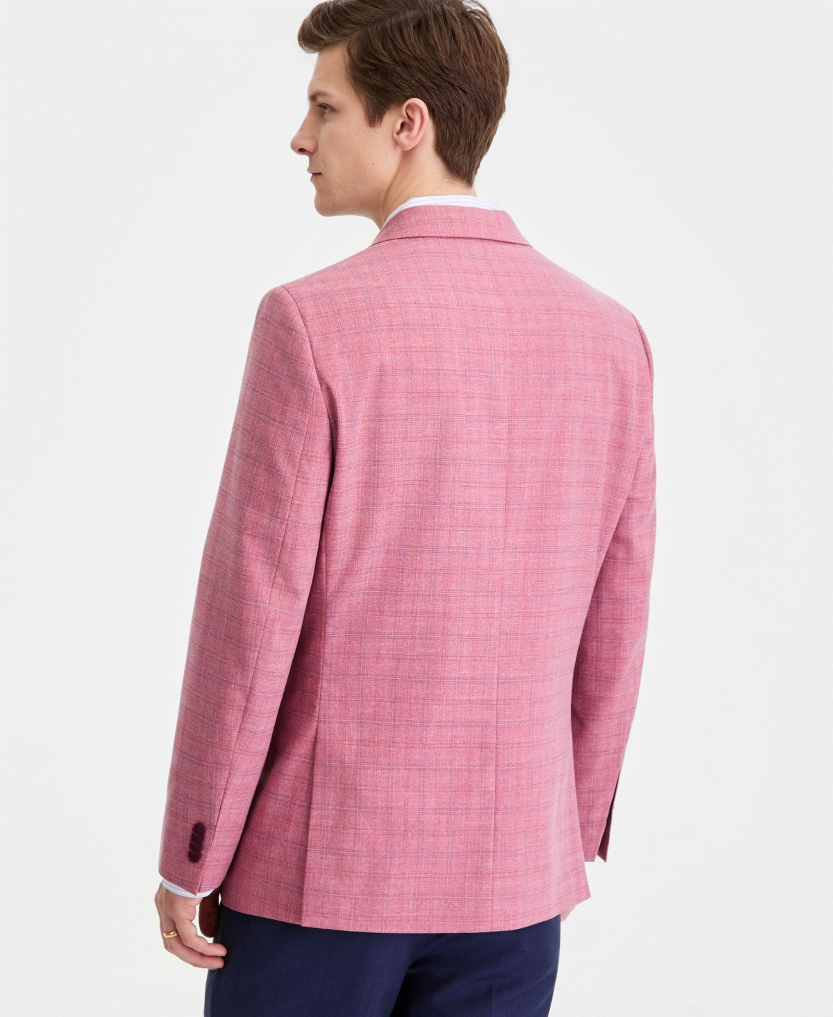 Nautica Mens Modern fit Sport Coat Blazer 38 R Pink Plaid