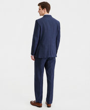 Nautica Mens Modern fit Linen 2 Piece Suit 40 R Pants 34 / 32 Blue Solid