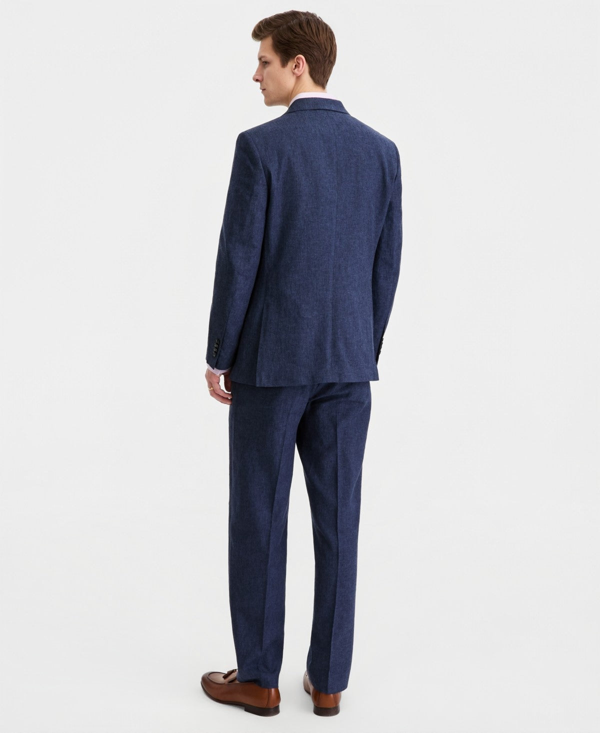 Nautica Mens Modern fit Linen  Cotton 2 Piece Suit 42 R Pants 38 / 32 Blue Solid