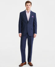 Nautica Mens Modern fit Linen 2 Piece Suit 40 R Pants 34 / 32 Blue Solid