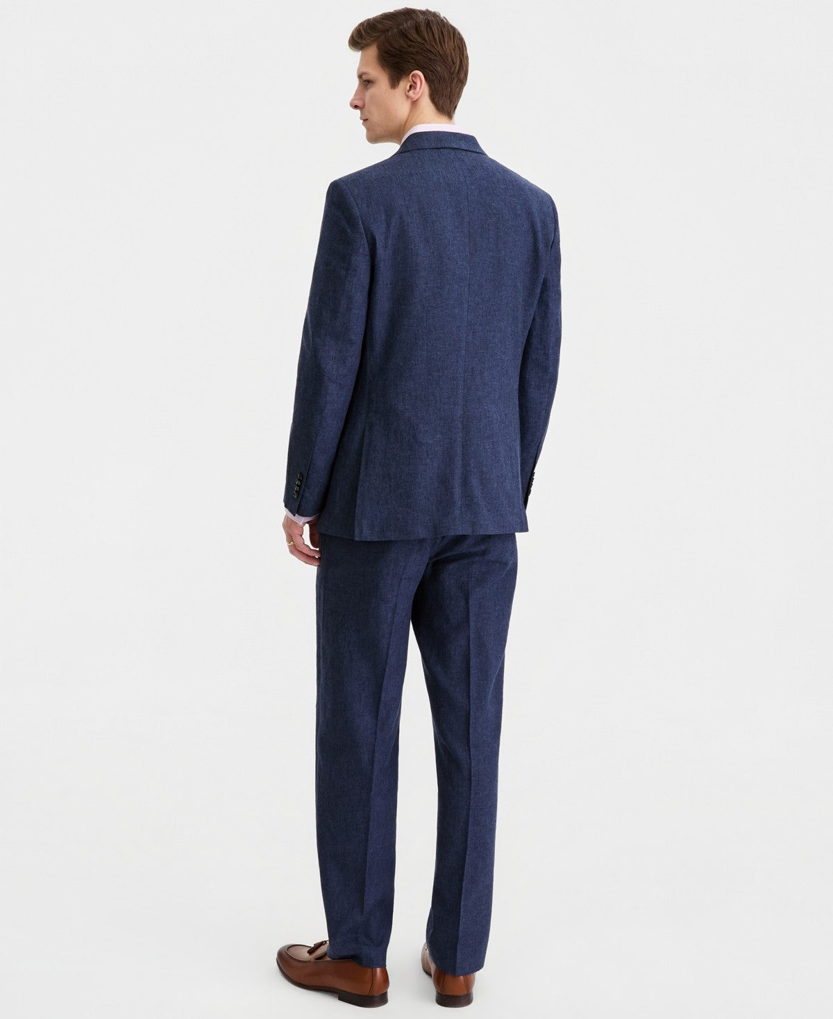 Nautica Mens Modern fit Linen  Cotton 2 Piece Suit 42 R Pants 38 / 32 Blue Solid
