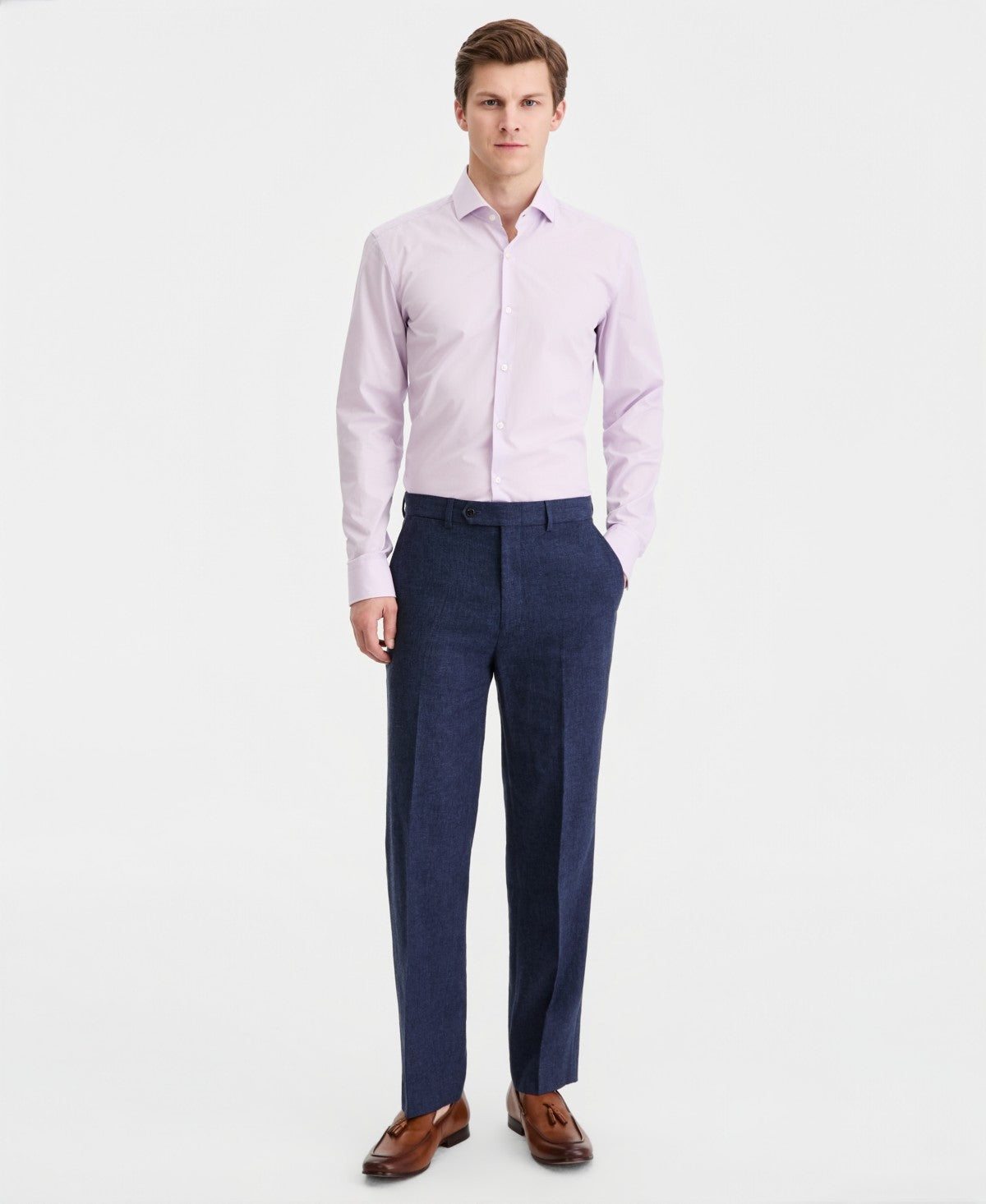 Nautica Mens Modern fit Linen  Cotton 2 Piece Suit 42 R Pants 38 / 32 Blue Solid