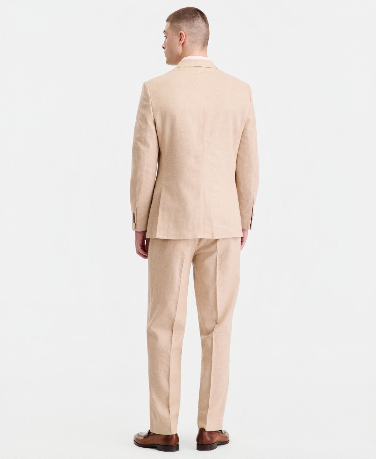 Nautica Mens Modern fit Linen  Cotton 2 Piece Suit 46 R Pants 40 / 32 Tan Beige